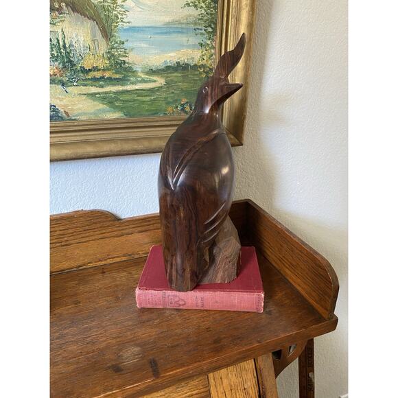 Vintage Midcentury Ironwood Quail Folk Art Carved Wooden Figure 11” MCM - Picture 1 of 8
